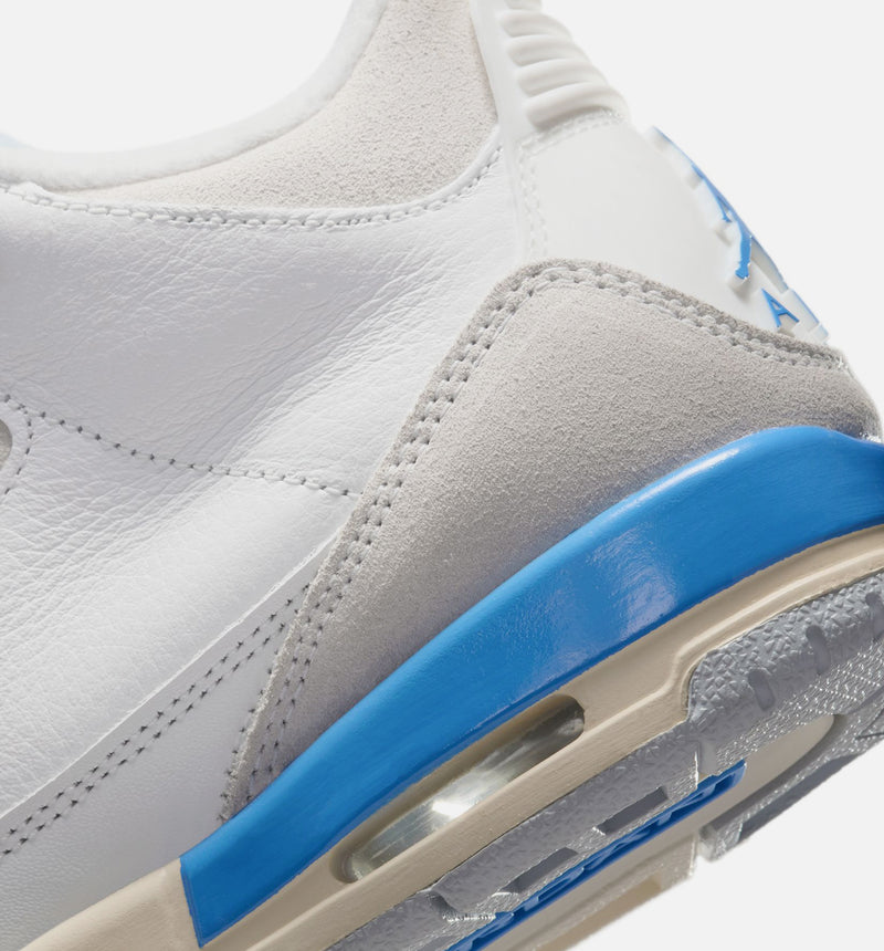 Air Jordan 3 Retro Lucky Shorts Grade School Lifestyle Shoe - Summit White/Hydrogen Blue/Legend Blue