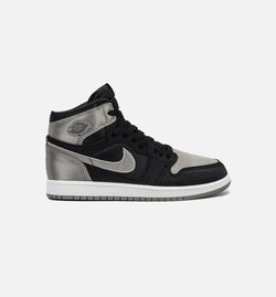 JORDAN FD5304-010
 Air Jordan 1 Retro High OG Satin Shadow Preschool Lifestyle Shoe - Black/Medium Grey/White Image 0