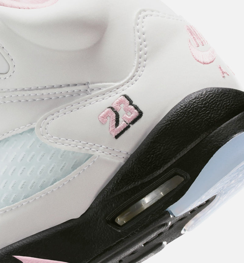 Air Jordan 5 OG Grade School Lifestyle Shoe - White/Soft Pink/Black