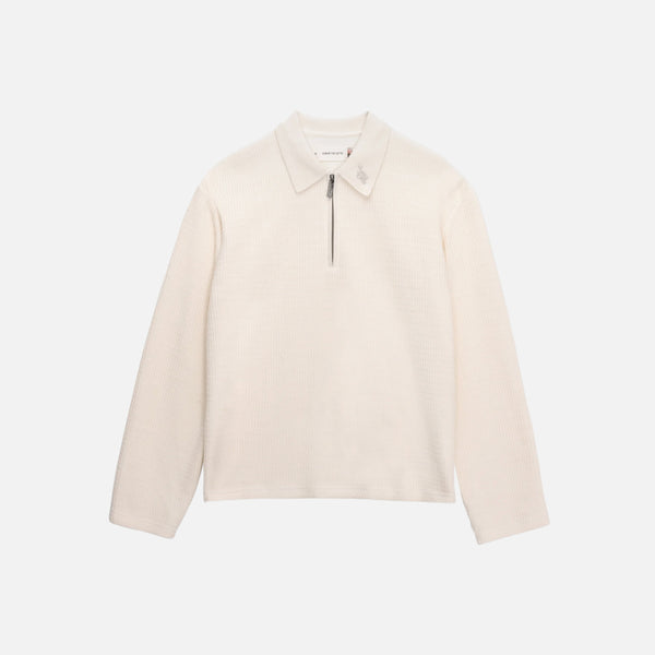 Honor HTG260148 Wavy Knit Polo Mens Long Sleeve - Bone