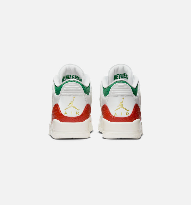 Air Jordan 3 Retro El Vuelo Mens Lifestyle Shoe - Summit White/Pine Green/Dragon Red/Metallic Gold Limit One Per Customer