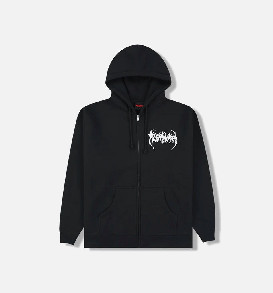 Pleasures P25F072-BLK Pond Zip Up Mens Hoodie - Black