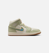 Air Jordan 1 Mid SE Womens Lifestyle Shoe - Olive Aura/Pearl White/Lawn