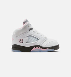 JORDAN HQ7981-102
 Air Jordan 5 Retro Medium Soft Pink Infant Toddler Lifestyle Shoe - White/Black/Medium Soft Pink Free Shipping Image 0
