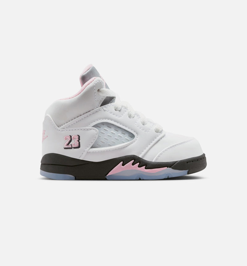 Air Jordan 5 Retro Medium Soft Pink Infant Toddler Lifestyle Shoe - White/Black/Medium Soft Pink Free Shipping