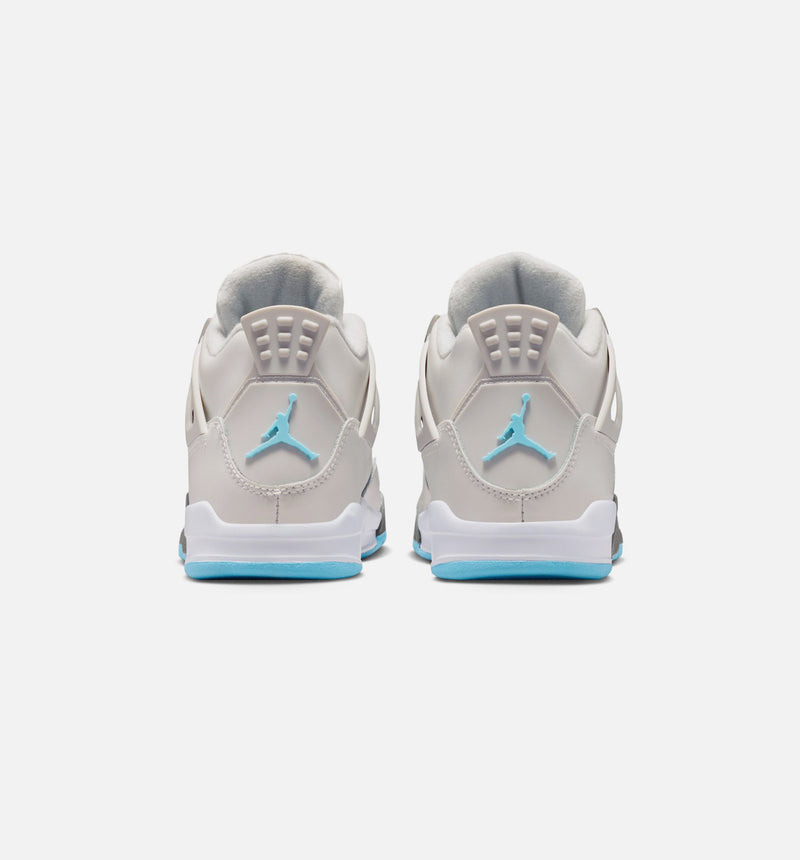 Air Jordan 4 Retro Blue Chill Preschool Lifestyle Shoe - Photon Dust/Blue Chill/Flat Pewter/White/Blue Tint