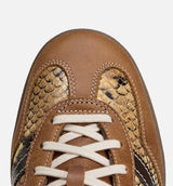 Wales Bonner x Gazelle Snake Mens Lifestyle Shoe - Metallic Gold/Dark Brown/Wonder White