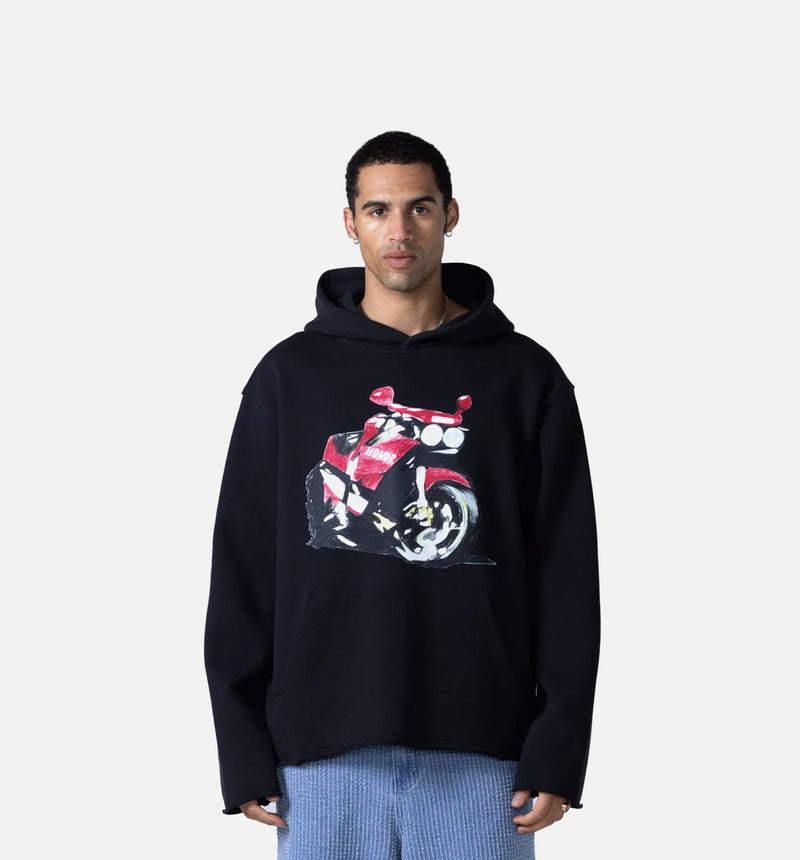 Speedbike Pullover Mens Hoodie - Black/Pink