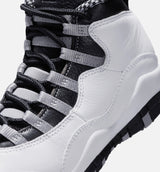 Air Jordan 10 Retro Light Steel Grey Grade School Lifestyle Shoe - White/Black/Light Steel Grey