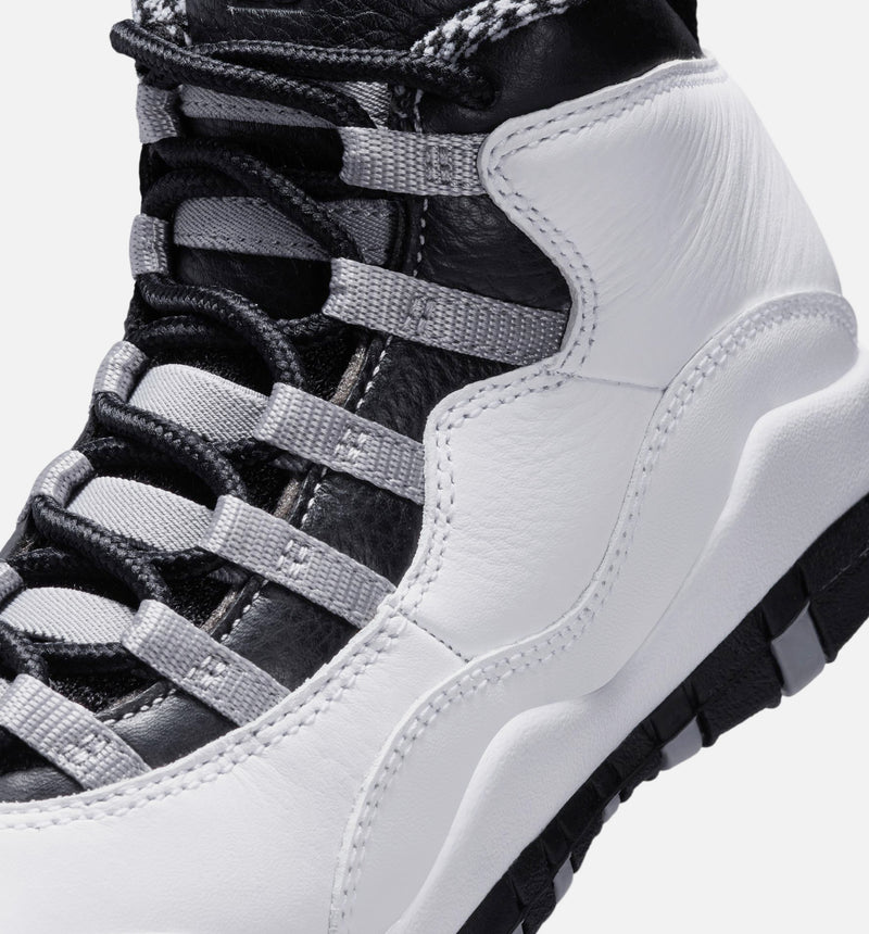 Air Jordan 10 Retro Light Steel Grey Grade School Lifestyle Shoe - White/Black/Light Steel Grey