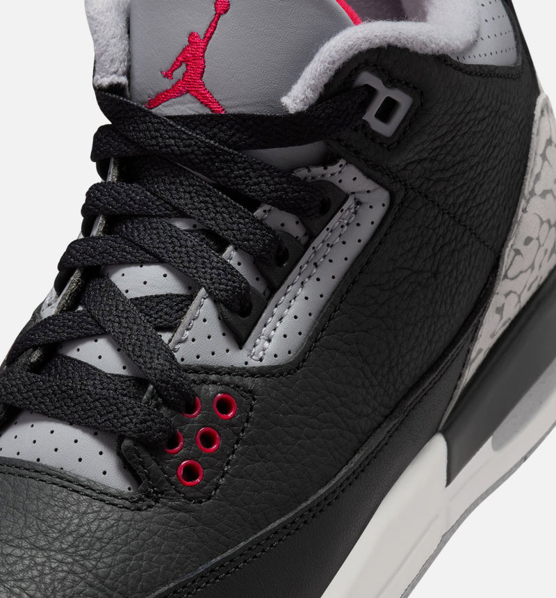 Air Jordan 3 Retro Black Cement Grade School Lifestyle Shoe - Black/Fire Red/Cement Grey/Summit White