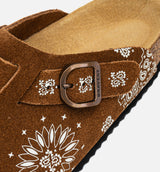 Two Tone Paisley Clog Mens Sandal - Mocha/White