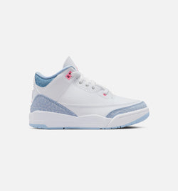 JORDAN HQ0783-101
 Air Jordan 3 Retro Cobalt Bliss Preschool Lifestyle Shoe - White/Cobalt Bliss/Football Grey/Pink Glow Image 0