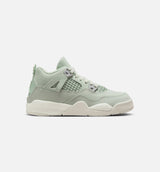 Air Jordan 4 Retro Abundance Preschool Lifestyle Shoe - Seafoam/Sail/Metallic Silver