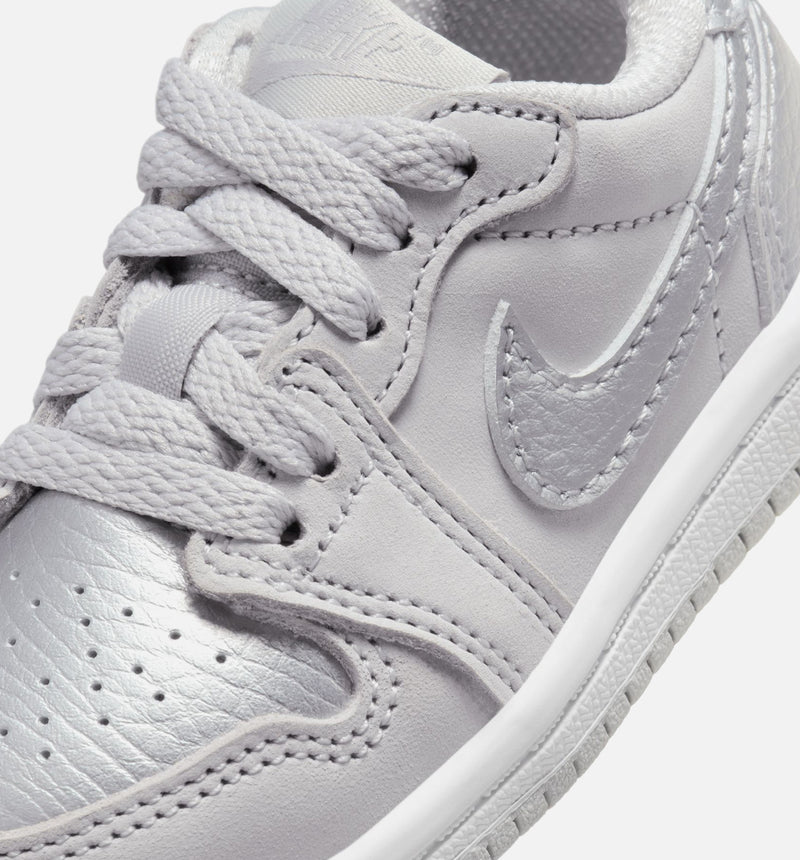 Air Jordan 1 Retro Low OG Silver Infant Toddler Lifestyle Shoe - Neutral Grey/Metallic Silver/White