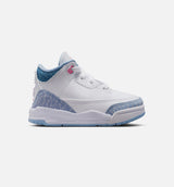 Air Jordan 3 Retro Cobalt Bliss Infant Toddler Lifestyle Shoe - White/Cobalt Bliss/Football Grey/Pink Glow