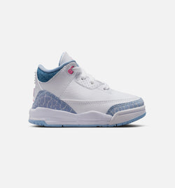 JORDAN HQ0782-101
 Air Jordan 3 Retro Cobalt Bliss Infant Toddler Lifestyle Shoe - White/Cobalt Bliss/Football Grey/Pink Glow Image 0