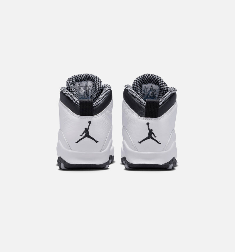 Air Jordan 10 Retro Light Steel Grey Grade School Lifestyle Shoe - White/Black/Light Steel Grey