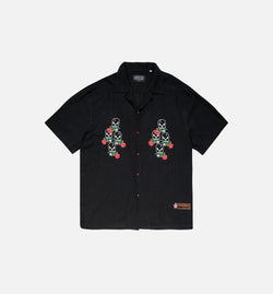 PASDEMER PDMSS25_19
 Magic Embroidered Button Down Mens Short Sleeve Shirt - Black Image 0
