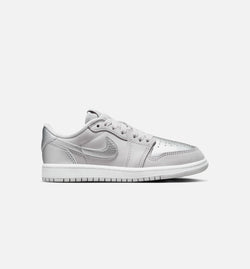 JORDAN FQ5436-002
 Air Jordan 1 Retro Low OG Silver Preschool Lifestyle Shoe - Neutral Grey/Metallic Silver/White Image 0