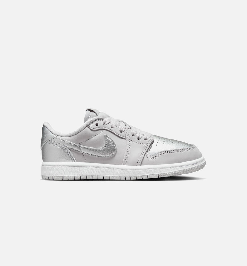 Air Jordan 1 Retro Low OG Silver Preschool Lifestyle Shoe - Neutral Grey/Metallic Silver/White