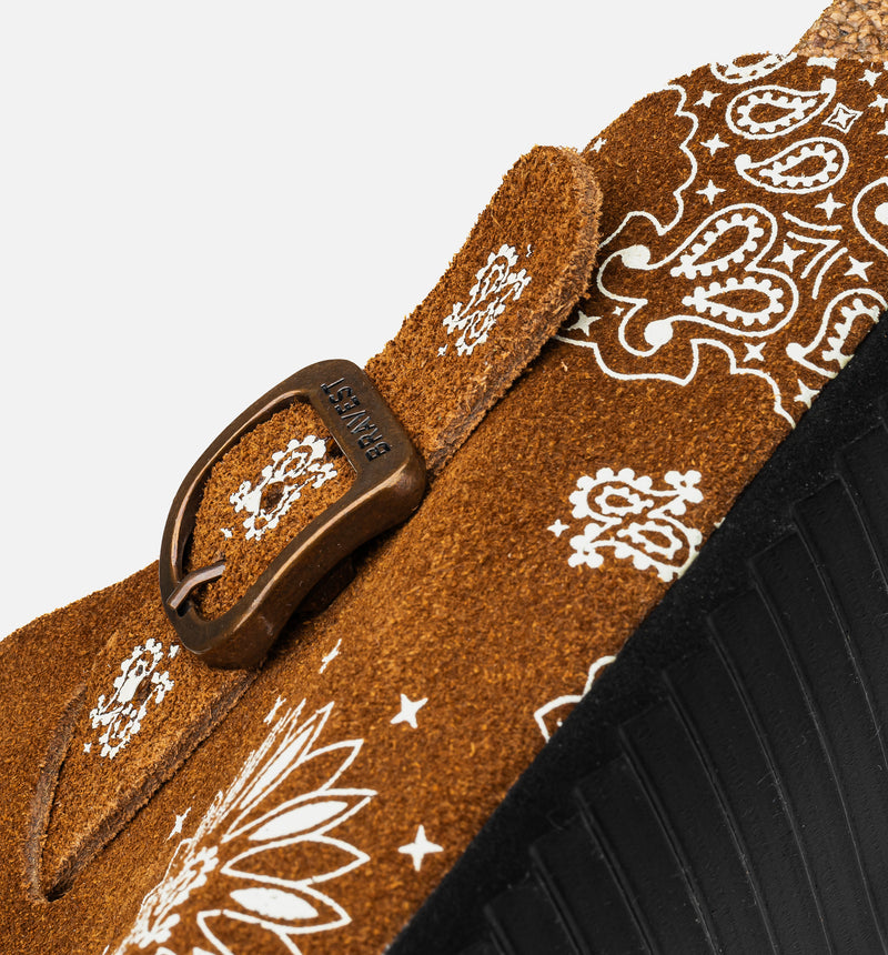 Two Tone Paisley Clog Mens Sandal - Mocha/White