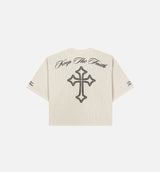 Keep The Faith Thermal Mens Short Sleeve Shirt - Beige/Black