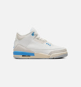 Air Jordan 3 Retro Lucky Shorts Grade School Lifestyle Shoe - Summit White/Hydrogen Blue/Legend Blue