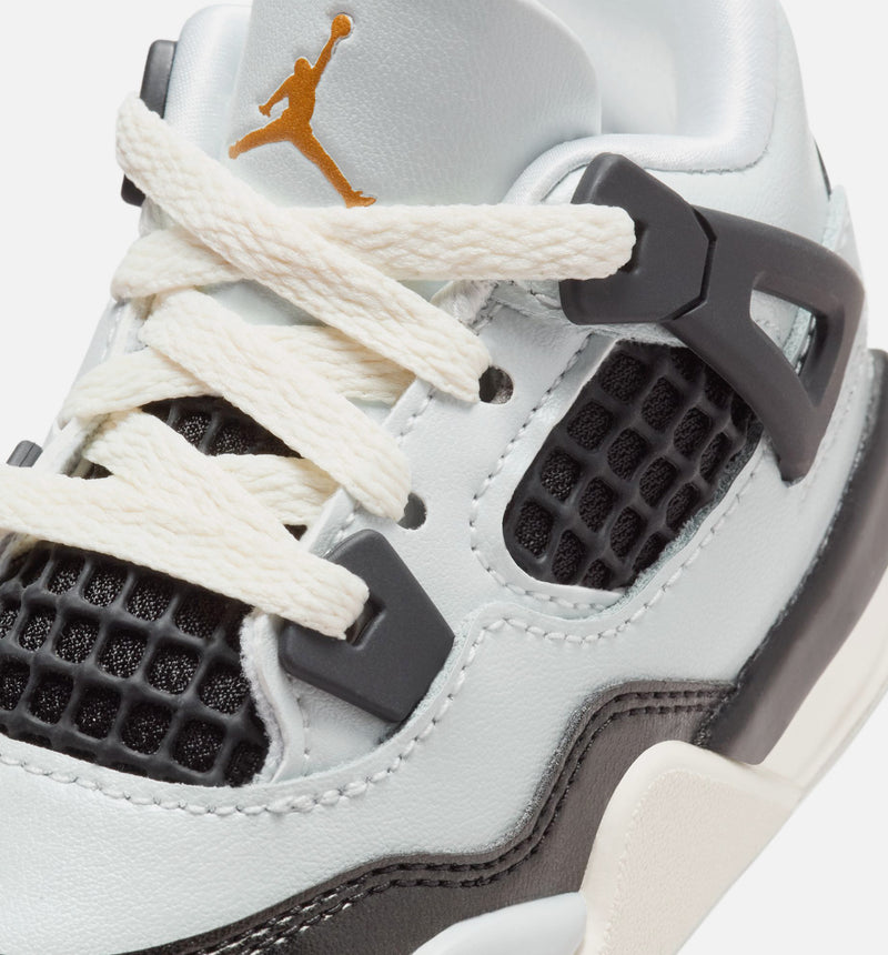 Air Jordan 4 Retro Platinum Gold Infant Toddler Lifestyle Shoe - Pure Platinum/Metallic Gold/Black/Sail