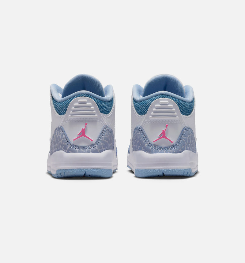Air Jordan 3 Retro Cobalt Bliss Infant Toddler Lifestyle Shoe - White/Cobalt Bliss/Football Grey/Pink Glow