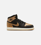 Air Jordan 1 Retro High OG Black and Gold Preschool Lifestyle Shoe - Black/Metallic Gold/Sail