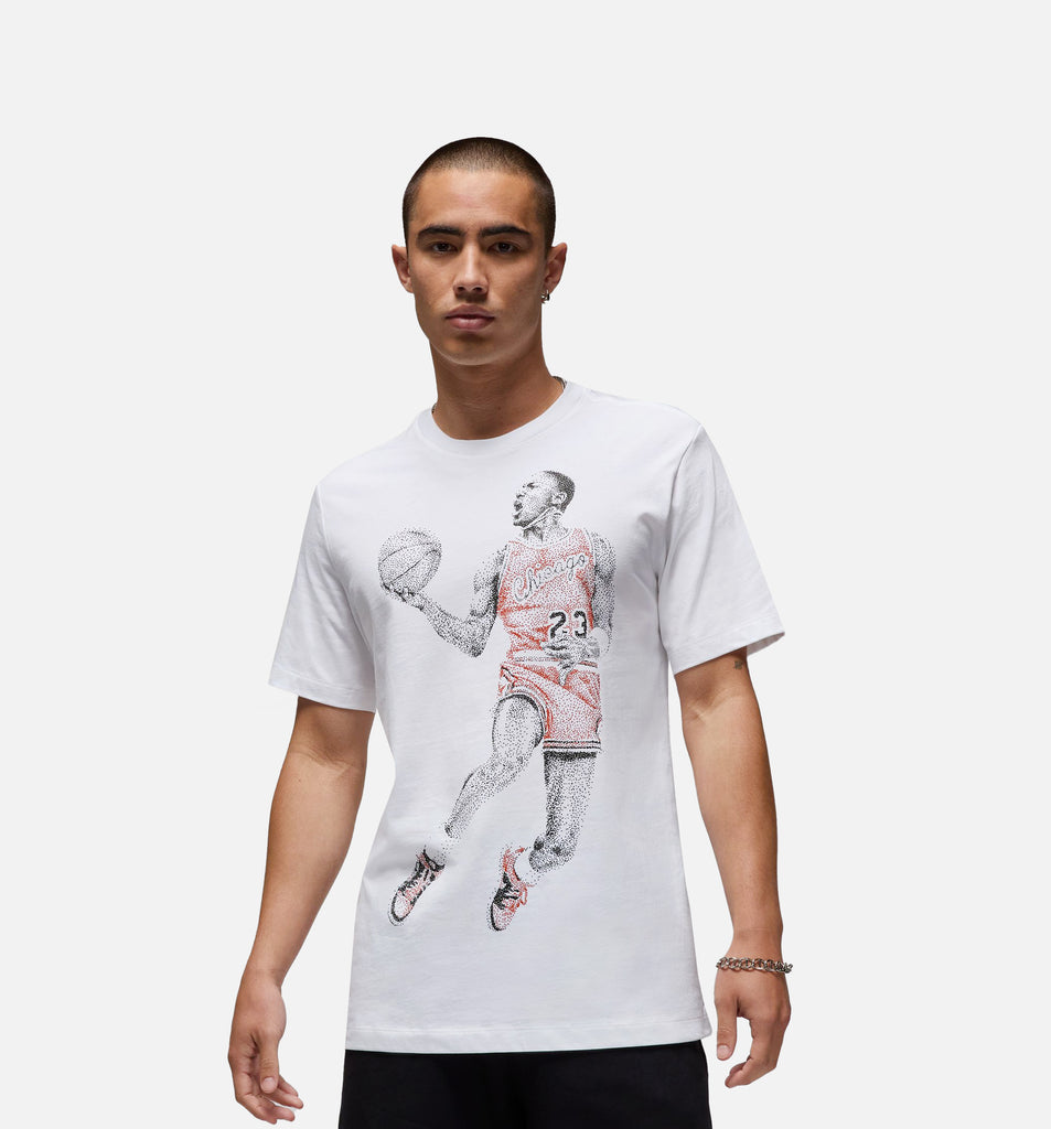 Jordan FZ1936-100 J Dot Graphic Mens Short Sleeve Shirt - White