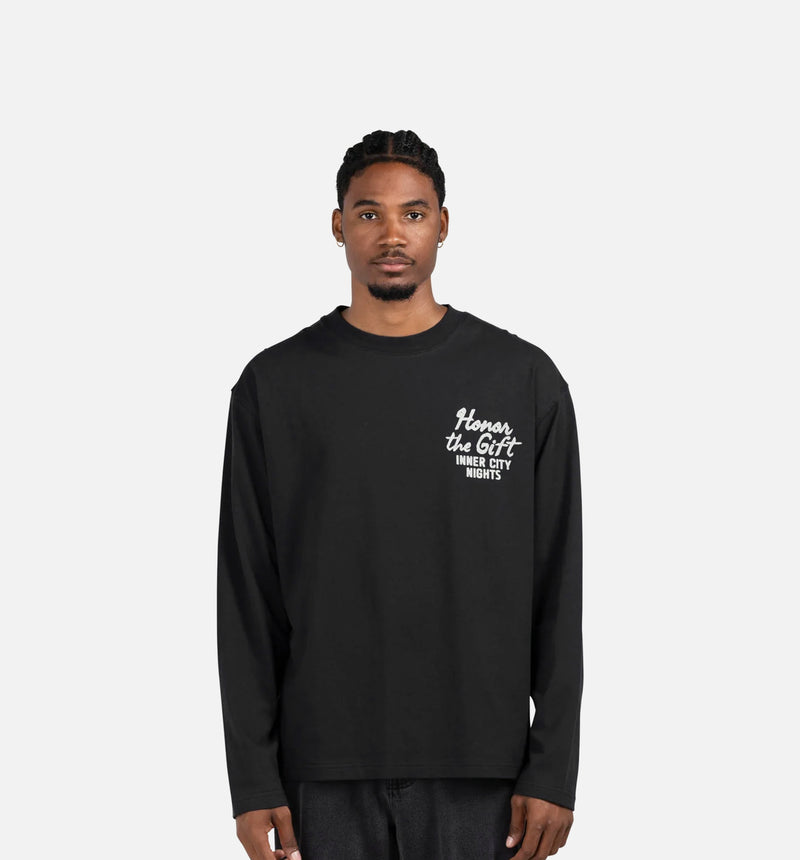 Late Night Dining Mens Long Sleeve Shirt - Black