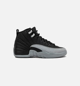 Air Jordan 12 Retro Black And Wolf Grey Grade School Lifestyle Shoe - Black/Wolf Grey/White