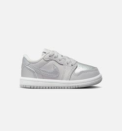 JORDAN FQ5435-002
 Air Jordan 1 Retro Low OG Silver Infant Toddler Lifestyle Shoe - Neutral Grey/Metallic Silver/White Image 0