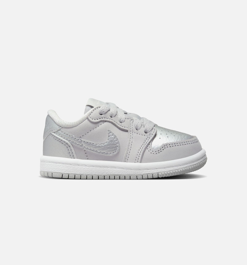 Air Jordan 1 Retro Low OG Silver Infant Toddler Lifestyle Shoe - Neutral Grey/Metallic Silver/White