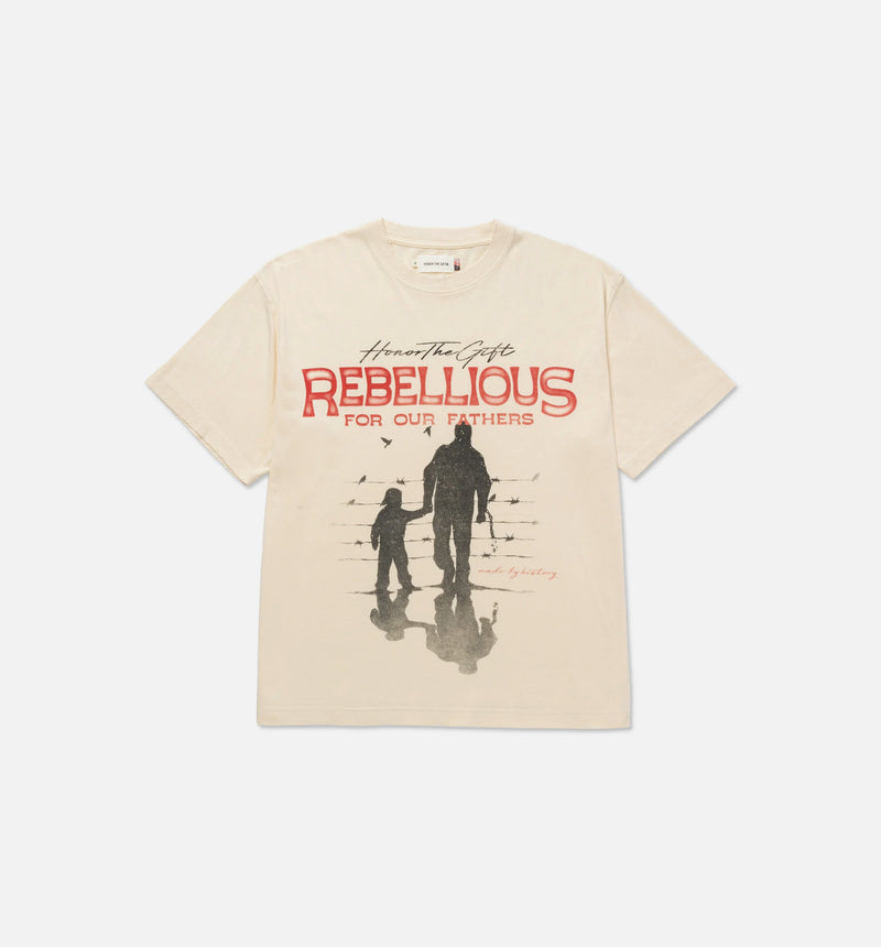 Rebellious For Our Fathers Mens Short Sleeve Shirt - Bone/Red