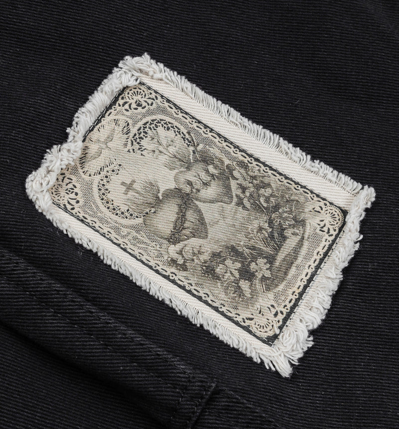 Crosses Patched Denim Mens Pants - Black/White