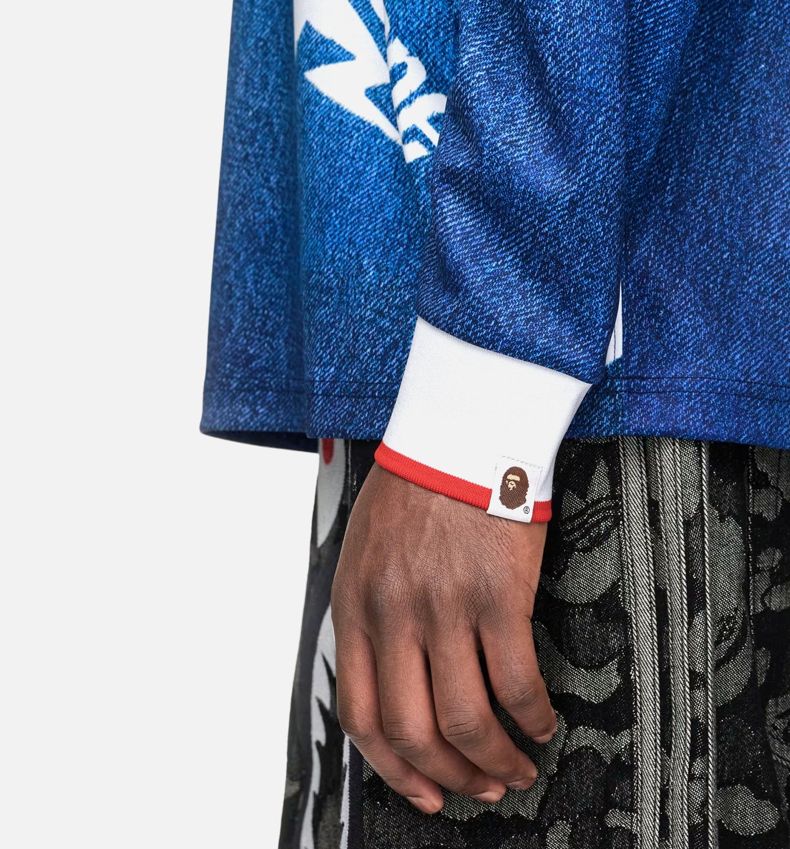 adidas KF4913 Bape Star Mens Long Sleeve Jersey - Medium Blue