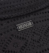 Pointelle Crochet Mens Short Sleeve Shirt - Black