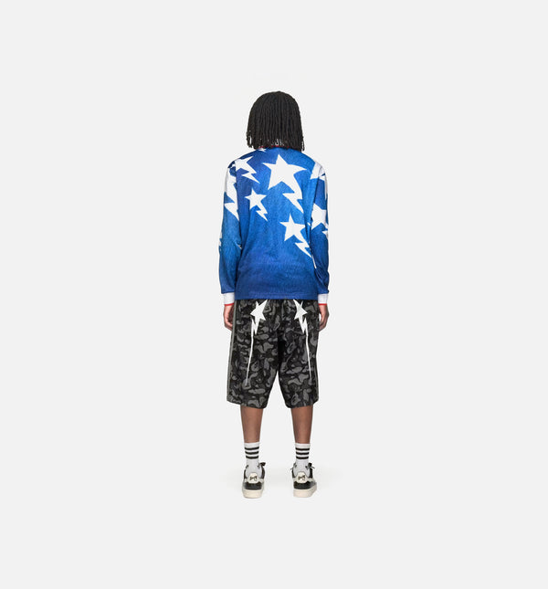 adidas KF4914 Bape Flame Short Sleeve Mens Jersey - Japan Blue