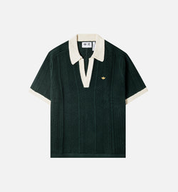 ADIDAS IK2942
 Clot x Adidas Knit Polo Mens Short Sleeve Shirt - Green Night Image 0