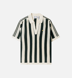 ADIDAS JP1615
 Clot x Adidas Knitted Polo Mens Short Sleeve Shirt - Green Night/Cream White Image 0