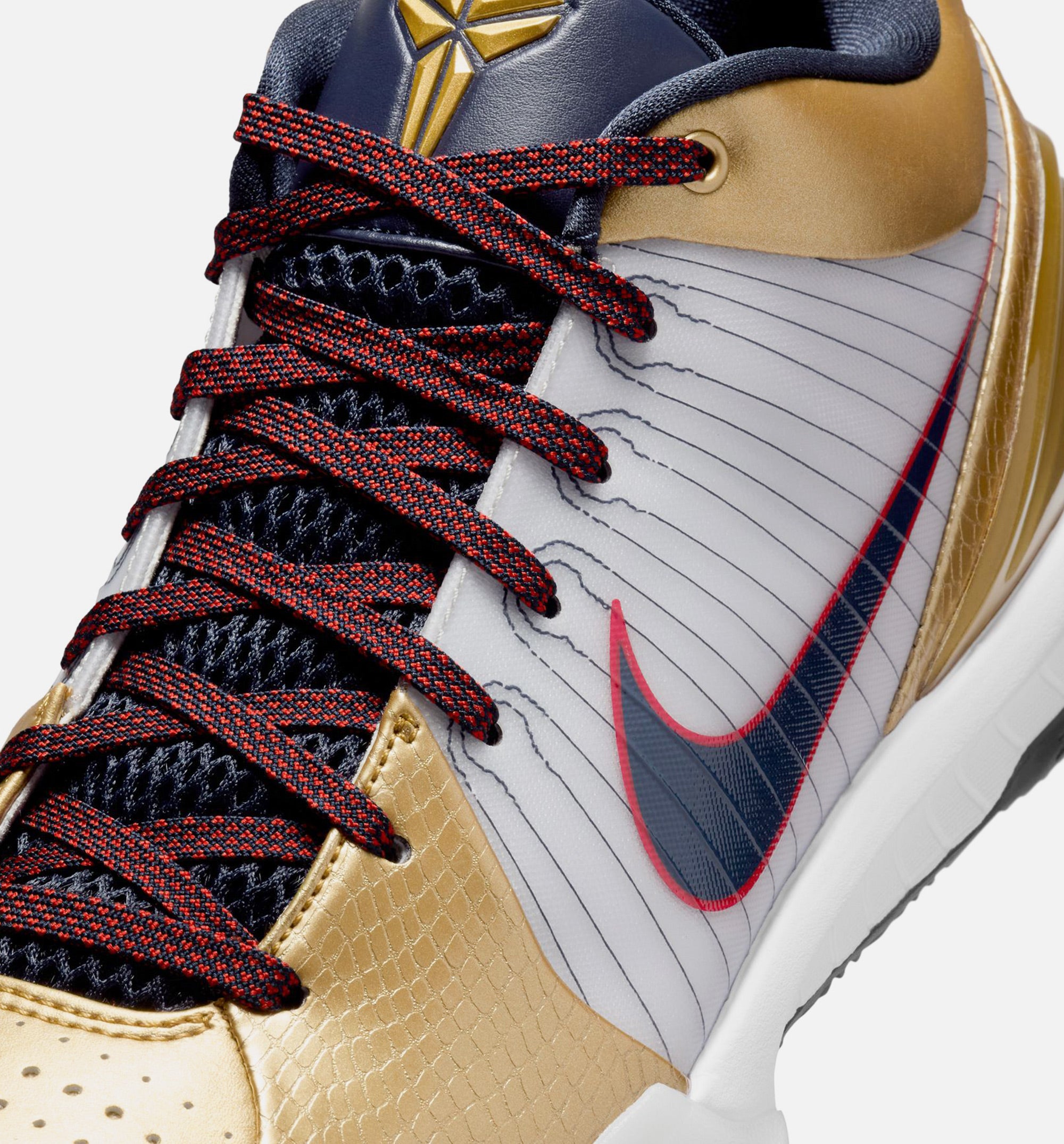 Kobe IV Protro Mens Lifestyle Shoe White/Dark Obsidian/Varsity Red/Metallic Gold Limit One Per Customer