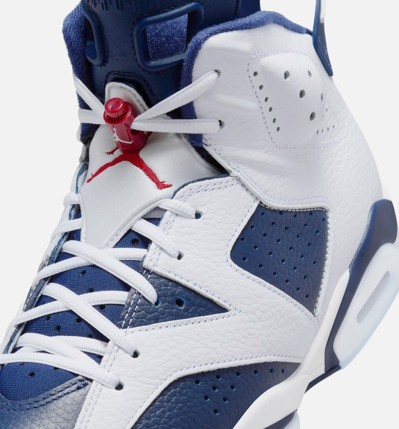 Air Jordan 6 Retro White and Midnight Navy Mens Lifestyle Shoe - White/Varsity Red/Midnight Navy