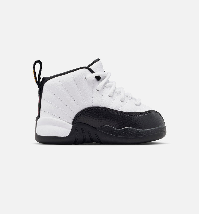 Air Jordan 12 Retro Taxi Infant Toddler Lifestyle Shoe - White/Black/Taxi