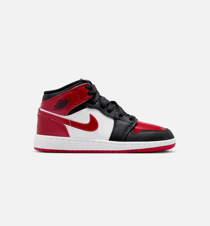 Air Jordan 1 Mid Grade School Lifestyle Shoe - Black/Varsity Red/White