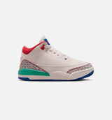 Air Jordan 3 Retro Play Your Way Preschool Lifestyle Shoe - Chalk/Track Red/True Blue/Kinetic Green Free Shipping