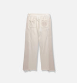 Denim Panel Flare Mens Sweatpants - Bone