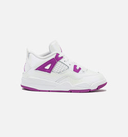 JORDAN FQ1313-151
 Air Jordan 4 Retro Hyper Violet Infant Toddler Lifestyle Shoe - White/Hyper Violet Image 0